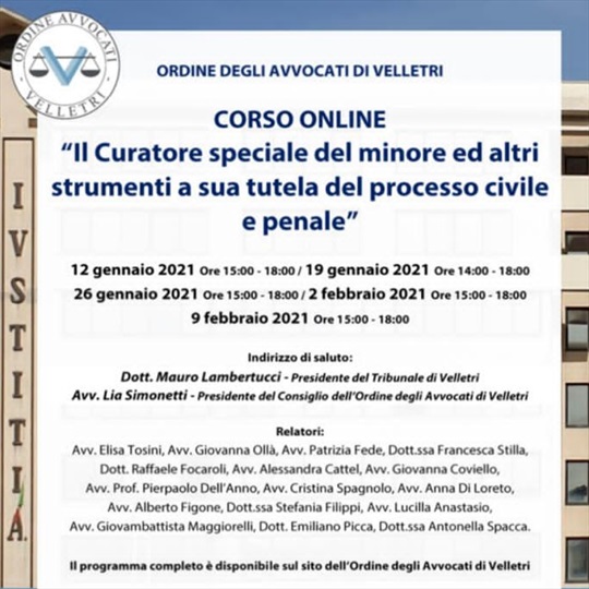 Corso online: Il Curatore speciale del minore ed altri strumenti a sua tutela del processo civile e penale